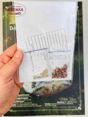 Фото Вікторія Попович Схема 12 days of Christmas Day3 Biscornu (День3 Французькі кури)+пак бісеру та ниток (original) VP-057-3