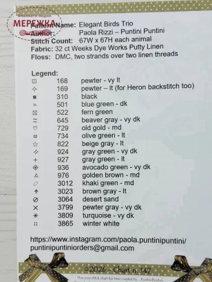Фото Puntinipuntini Схема Elegant Birds Trio 2026 147