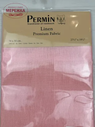 Фото Рівномірне полотно Permin 100% льон, 28ct Touch of Pink CL076L/302