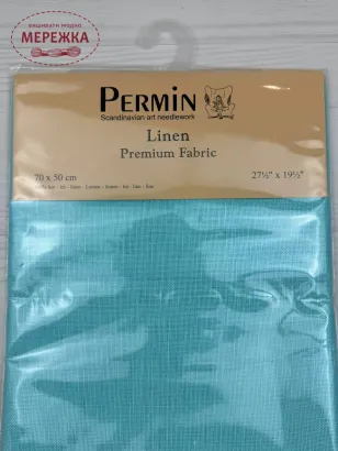 Фото Рівномірне полотно Permin 100% льон, 28ct Aqua CL076L/339