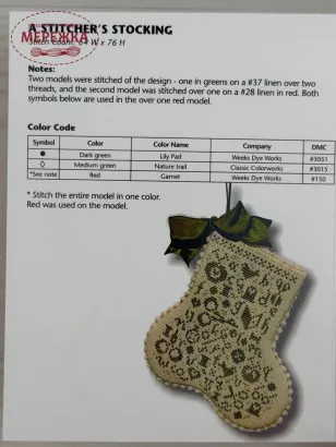 Фото JBW Designs Схема A Stitcher's Stocking 437