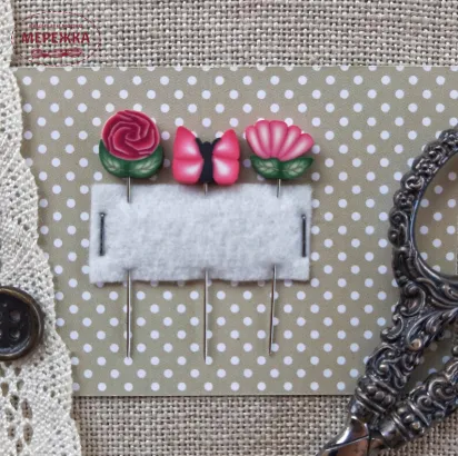 Фото Рахункові голки (піни) Puntinipuntini Pink Butterfly Small Pin Set