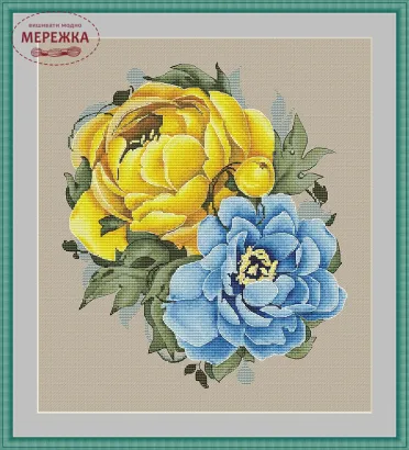 Фото набір для вишивання хрестиком Півонії