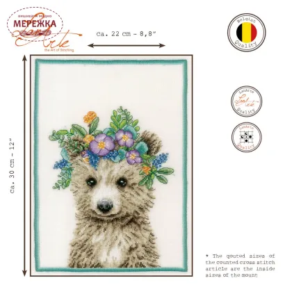 Фото Набір для вишивання хрестиком Lanarte Flower crown bear PN-0200867