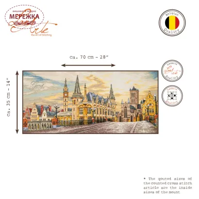 Фото Набір для вишивання хрестиком Lanarte Вид на місто Гент PN-0205236