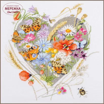 Фото Набір для вишивання хрестиком Lanarte A heart for flowers PN-0212837