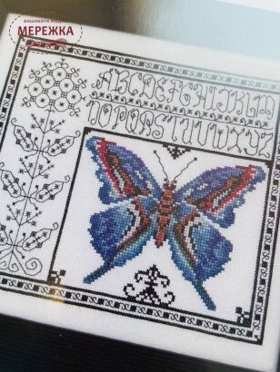 Схема для вишивання Rosewood Manor Blue Watercolor Butterfly фотографія