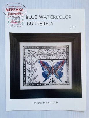 Схема для вишивання Rosewood Manor Blue Watercolor Butterfly фото