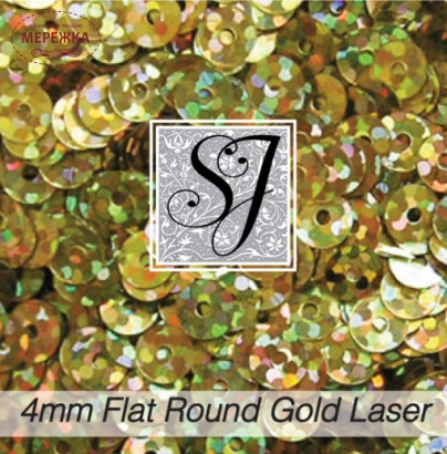 Фото SJ Designs Micro Sequins Flat Square, 4 mm Gold Laser