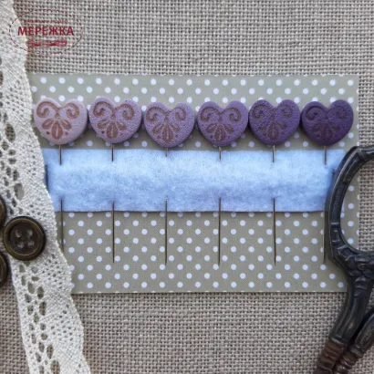 Фото Рахункові голки (піни) Puntinipuntini Set di giochi Warm Purple Hearts, sei tonalità