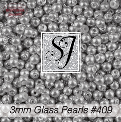 Фото SJ Designs Glass Pearls, 3 mm Silver Luster #409