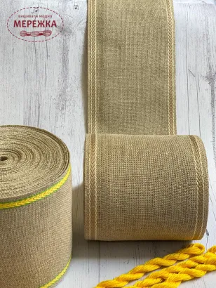 Фото Стрічка для вишивання, сирий льон, 10см.