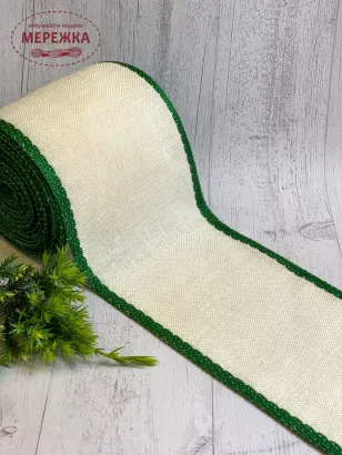 Фото Стрічка для вишивання, зелена, 10 см.