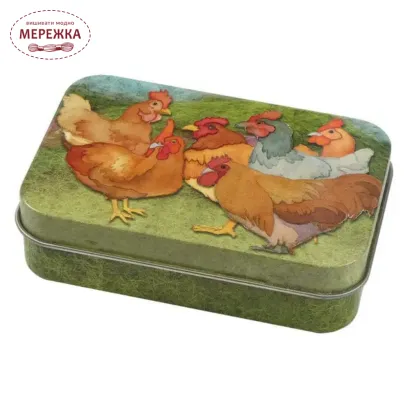 Фото Органайзер для рукоділля Emma Ball металевий Chickens Mini Rectangular Tin T321