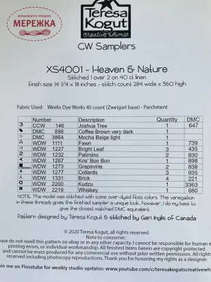 Схема для вишивання Teresa Kogut Heaven and Nature ключ