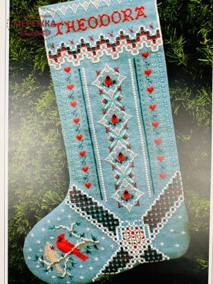 Фото The Victoria Sampler Схема Christmas Cardinal Stocking 049