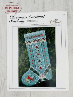 Фото The Victoria Sampler Схема Christmas Cardinal Stocking 049