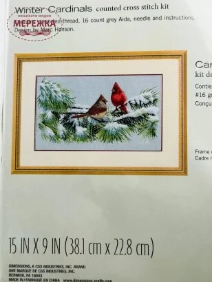 Фото Dimensions Набір для вишивання хрестиком Зимові кардинали 35178