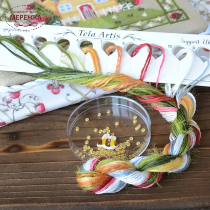 Фото Набір для вишивання хрестиком TelaArtis Будиночок полуничної феї +тканина для оформлення Х-060