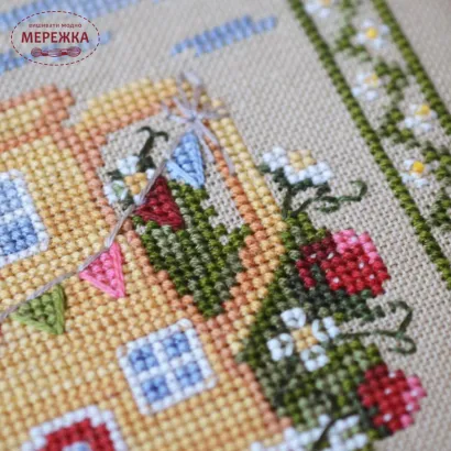 Фото Набір для вишивання хрестиком TelaArtis Будиночок полуничної феї +тканина для оформлення Х-060