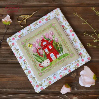 Фото Набір для вишивання хрестиком TelaArtis Будиночок феї тюльпанів +тканина для оформлення Х-061