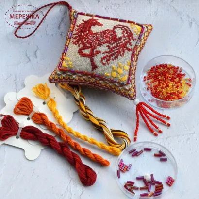 Фото Набір для вишивання хрестиком TelaArtis Подушечка Вогняний кінь Х-409