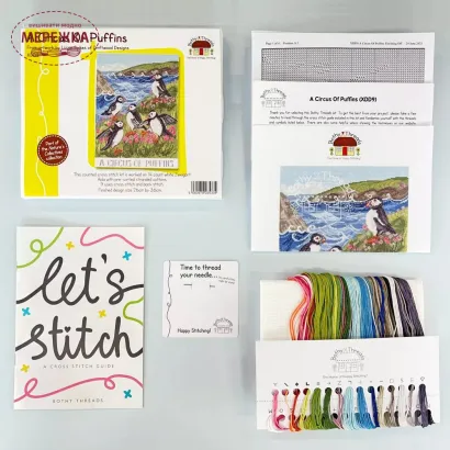 Фото Набір для вишивання хрестиком Bothy Threads A Circus Of Puffins XDD9