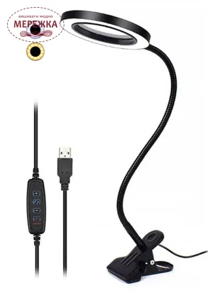 Фото Лампа-лупа з тримачем, затискачем та підсвіткою (в розетку) YT230603