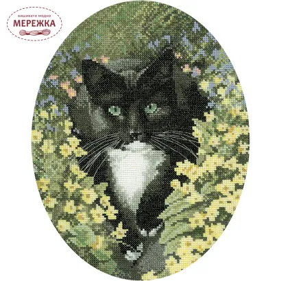 Фото HeritageCrafts Схема Чорно-білий кіт HC346