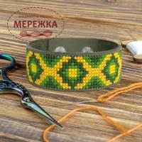 Фото Набір для вишивання хрестиком WonderlandCrafts браслета на штучній шкірі FLHL-057 хакі